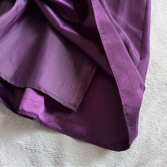 Eliza J Portrait Drape Collar Satin Tea Length Cocktail Gown Dress Purple Sz 8 - Picture 9 of 17